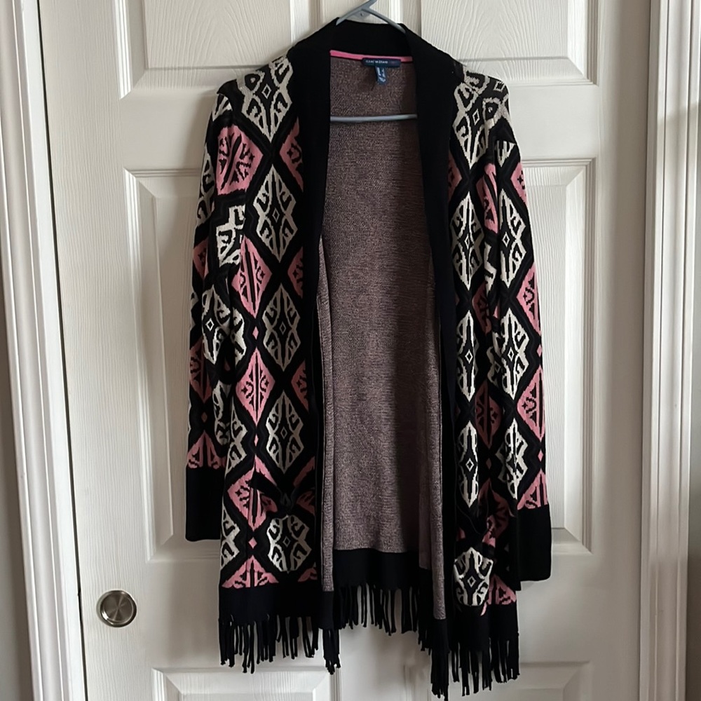 Isaac Mizrahi Live Geo Jacquard Cardigan / SZ L